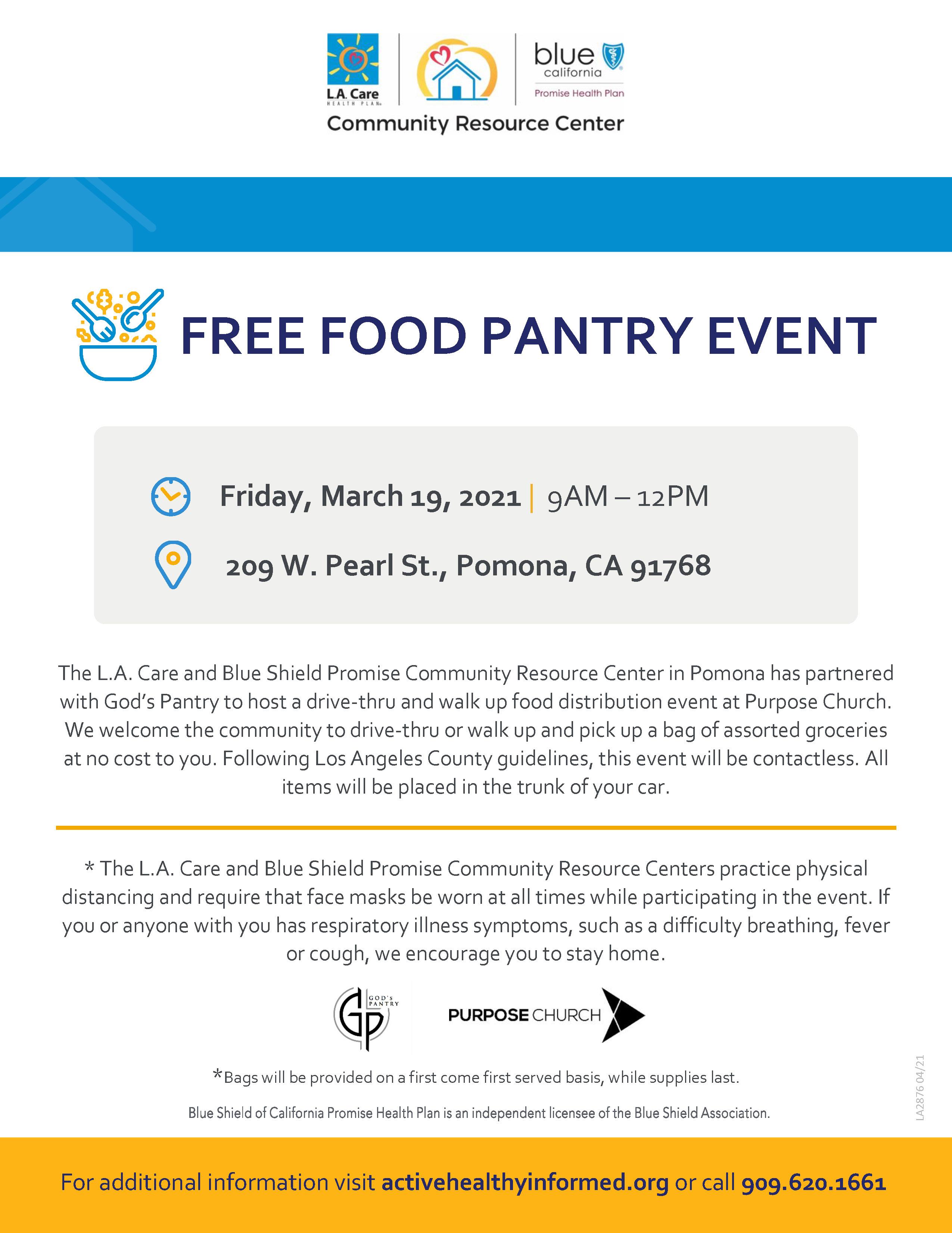 Image of attached pdf flyer, food pantry event